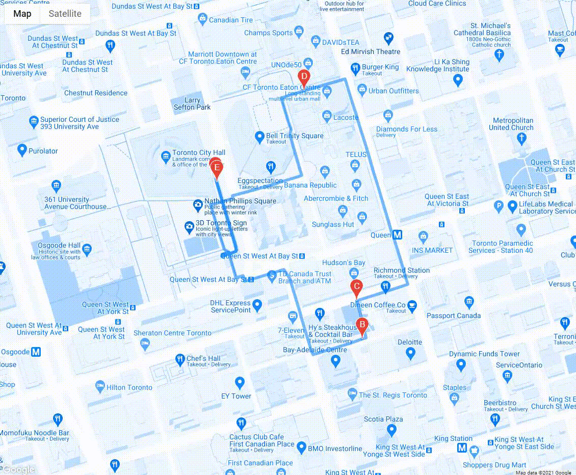 (Video/GIF) A demonstration of dragging/adjusting a route generated by the Runroute application.