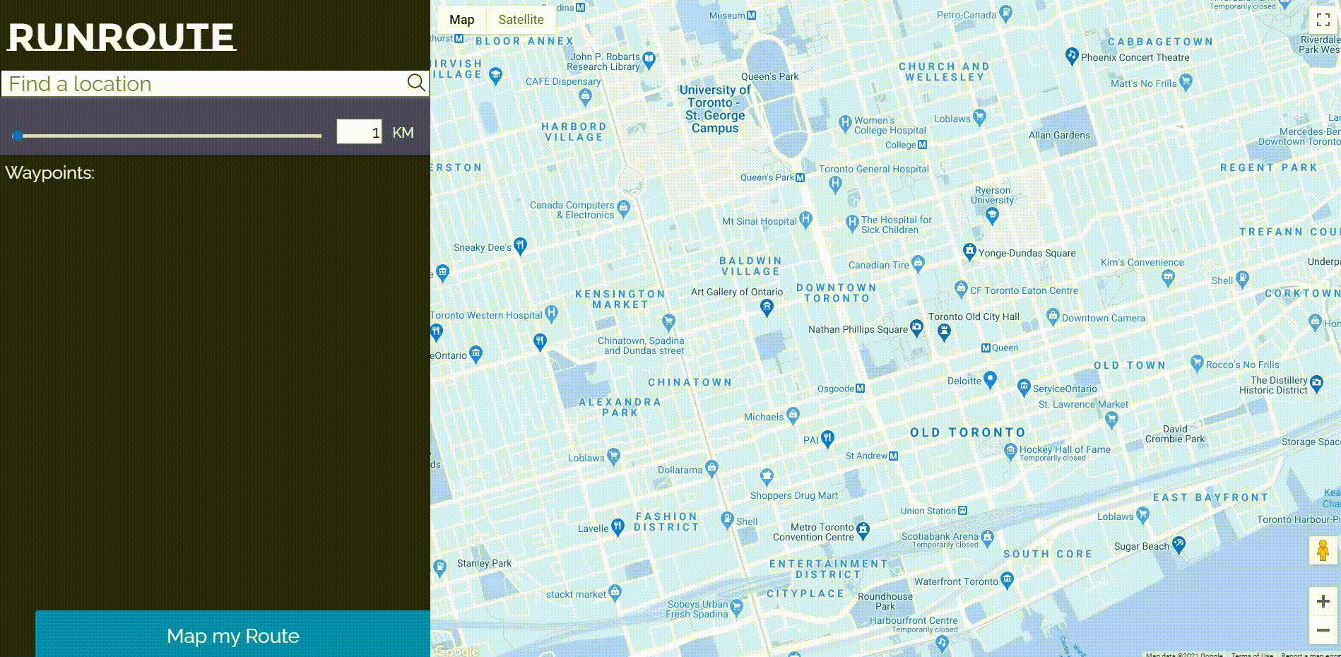 (Video/GIF) The process of creating a route on the Runroute application.